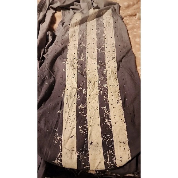 Voice of California NEW $59 Small Stars And Stripes Gray Boho Vest - Picture 5 of 10